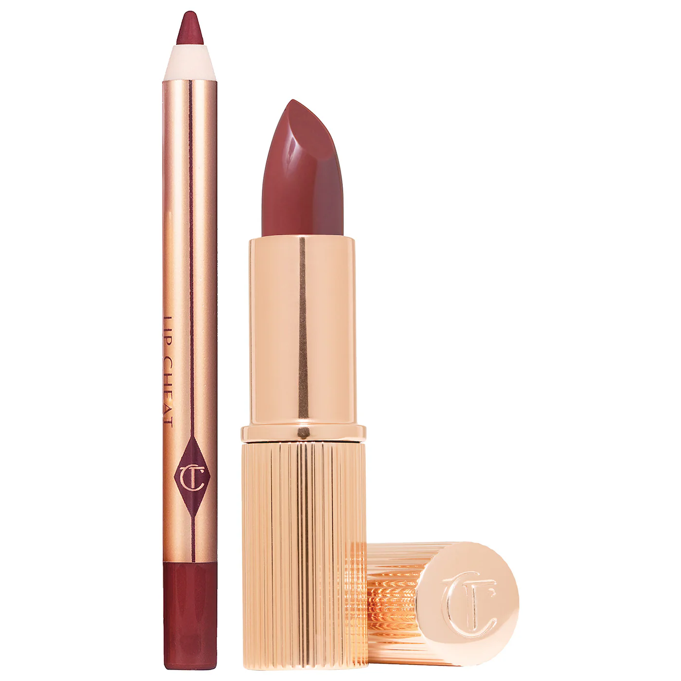 Charlotte Tilbury MINI Pillow Talk Lipstick & Liner Set - Color: Pillow Talk Deep - berry rose Satin
