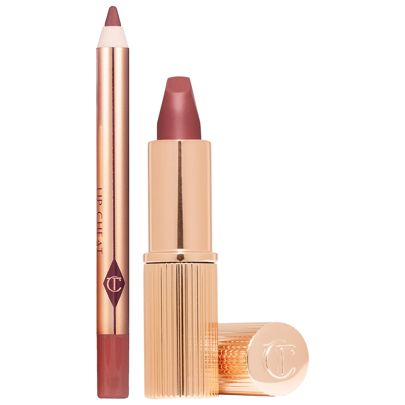 Charlotte Tilbury MINI Pillow Talk Lipstick & Liner Set Color: Pillow Talk Medium - warm berry pink