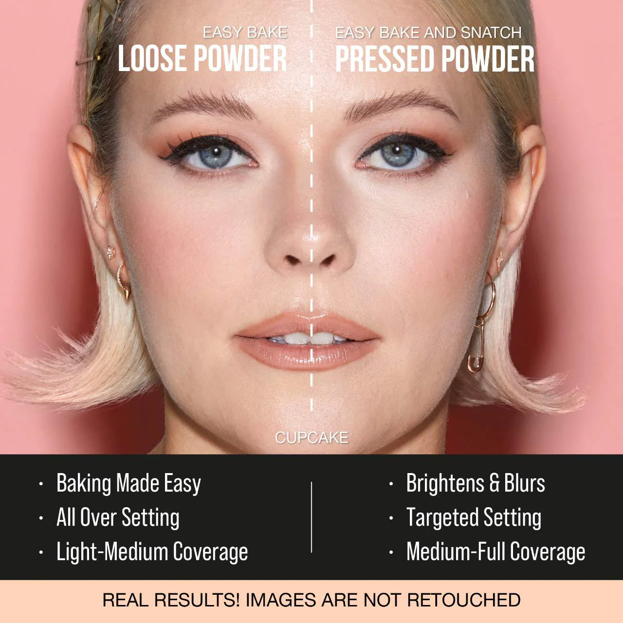 HUDA BEAUTY  Easy Bake and Snatch PRESSED Talc-Free Brightening and Setting Powder Color: Cupcake