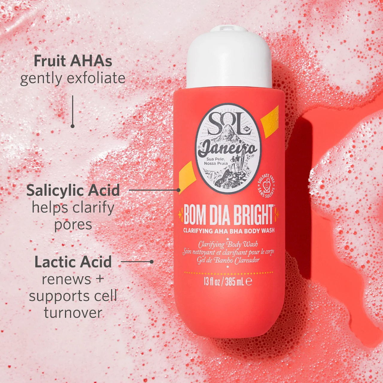 Sol de Janeiro Bom Dia Bright™️ Clarifying AHA BHA Body Wash Size: 13 oz / 385 mL