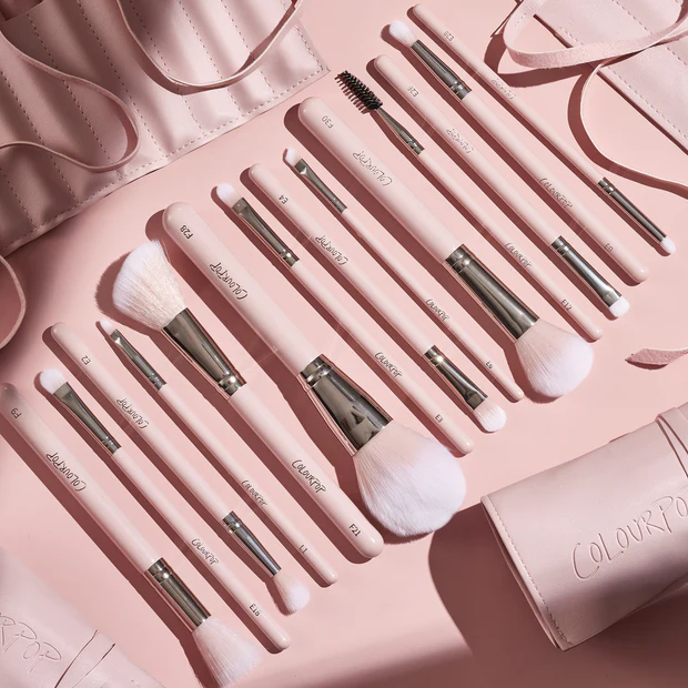 Colourpop Face & Eye Brush Set Smoke 'N Roses Brush Roll
