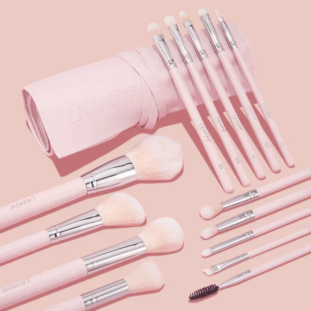 Colourpop Face & Eye Brush Set Smoke 'N Roses Brush Roll