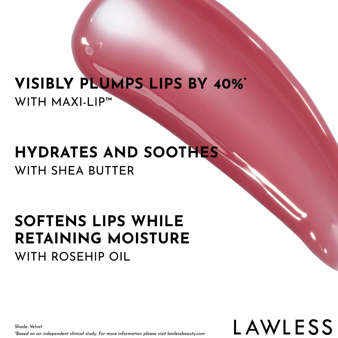 LAWLESS  Forget The Filler Lip Plumper Line Smoothing Gloss Color: Velvet