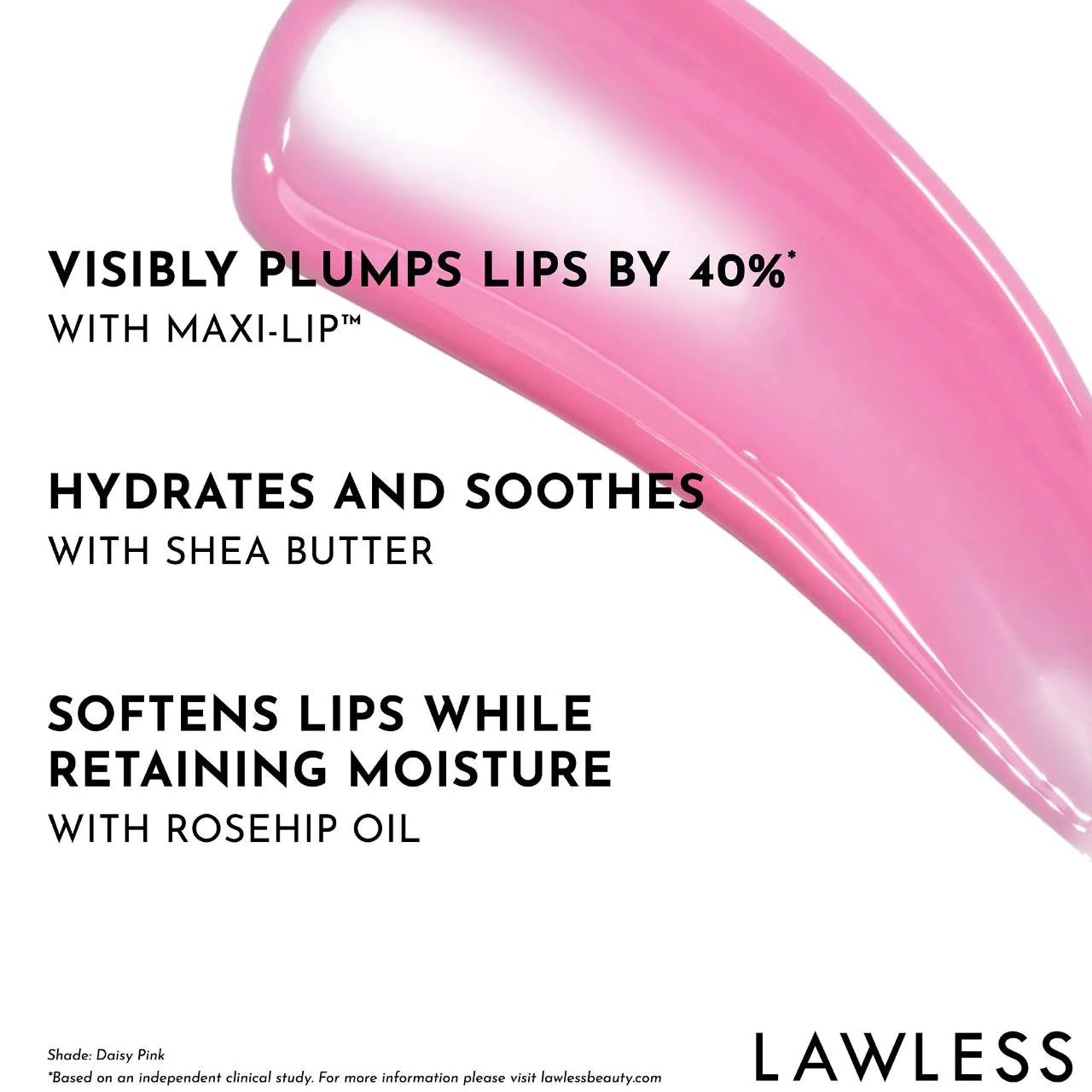 LAWLESS  Forget The Filler Lip Plumper Line Smoothing Gloss Color: Daisy Pink 