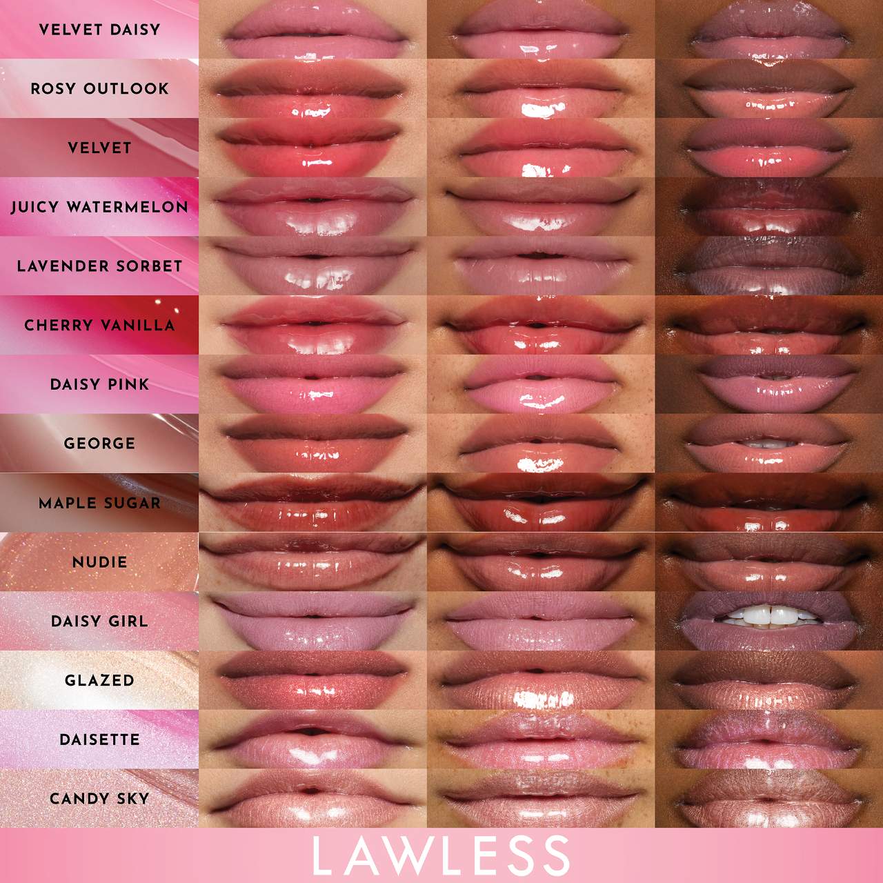 LAWLESS  Forget The Filler Lip Plumper Line Smoothing Gloss Color: Daisy Pink 