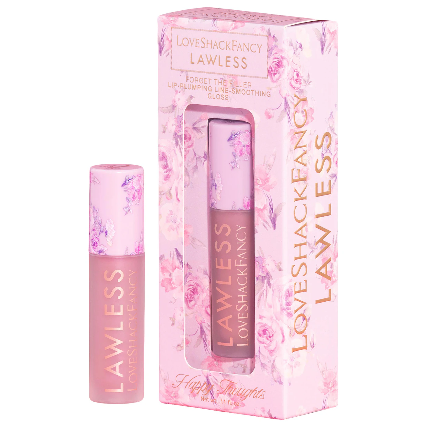  LAWLESS  Forget The Filler Lip Plumper Line Smoothing Gloss Color: Happy Thoughts x LoveShackFancy 