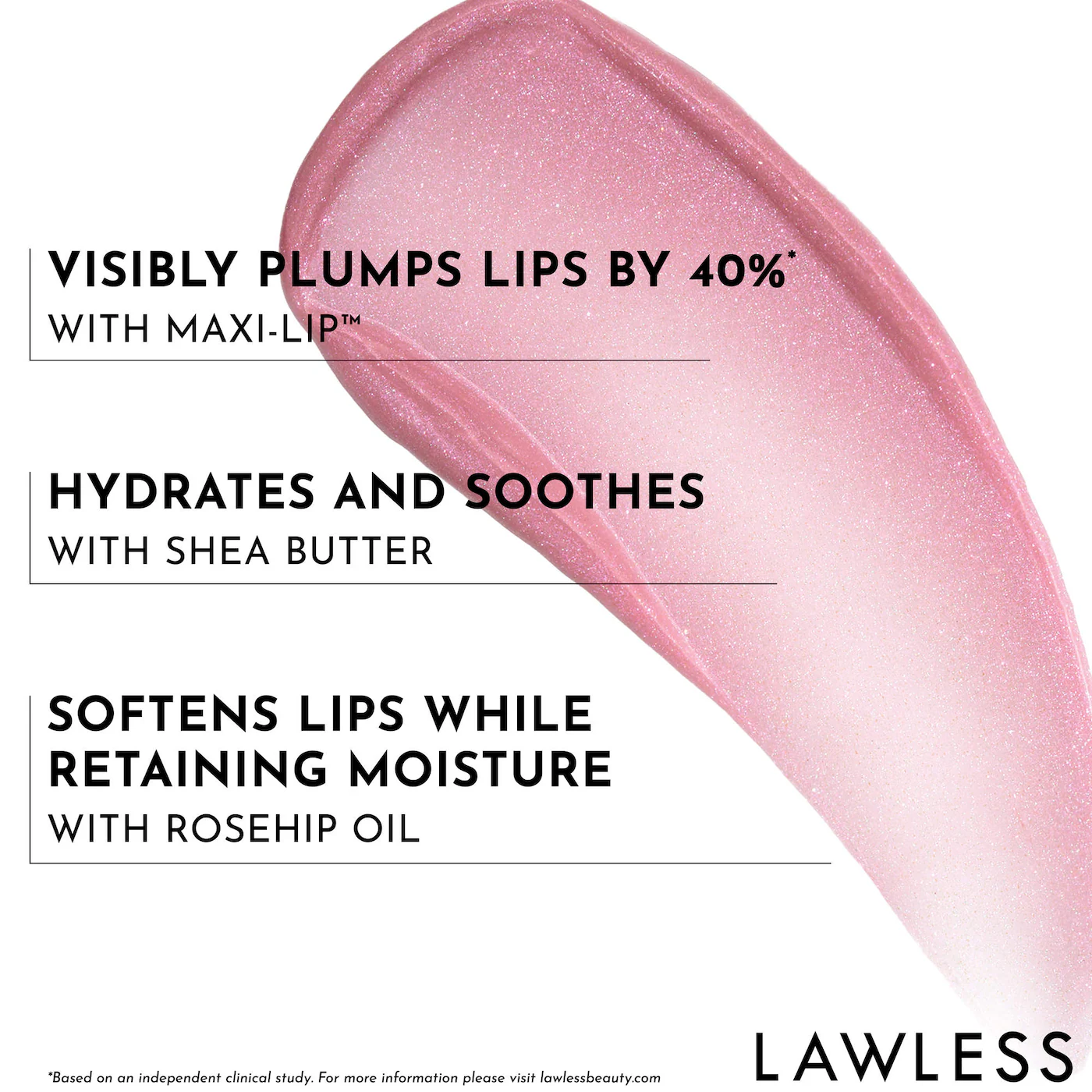  LAWLESS  Forget The Filler Lip Plumper Line Smoothing Gloss Color: Happy Thoughts x LoveShackFancy 